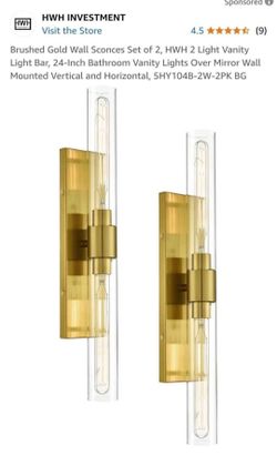 Set of 2 Wall Lamps for Bathroom in Dorado Brushing.(#15)