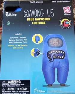 YuMe Official Among Us Inflatable Kids Halloween Cosplay Costume for Children, Blue, Youth One Size Fits Most