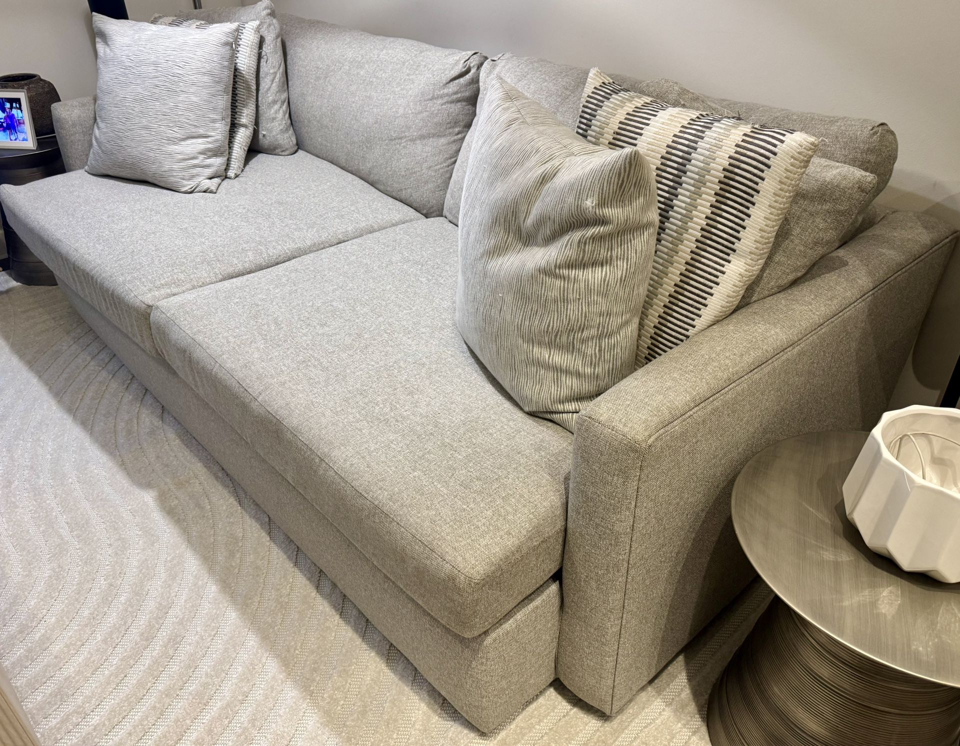 Light Gray Fabric Couch / Sofa. Very Plush!