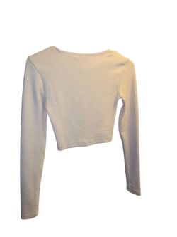 Zara White Solid Round Neck Long Sleeve Cropped Knit Pullover Top Women Small Excellent Condition