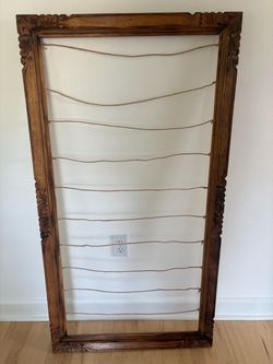 Beautiful Large Carved Wooden Frame with Picture Hanging Rope