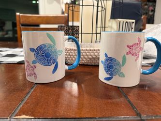 Sea Turtle Ceramic Coffee Mugs Set of 2