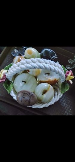 Vintage LAZARIN Ceramic Ceramiche Basket w Roses and leaves and Handmade in Italy. Negotiable