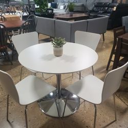 Modern 5-piece  White  Round Dining  Set
