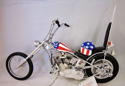 FRANKLIN MINT HARLEY DAVIDSON 1969 EASY RIDER CHOPPER CAPTAIN AMERICA TAG 1:10