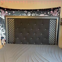 Gray LED Diamond Bed Frame With Dresser! Queen Size
