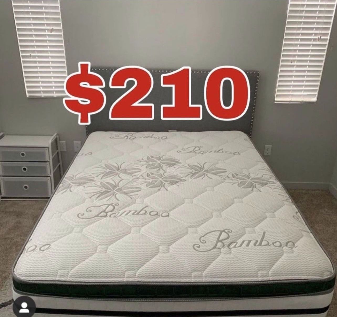 BRAND NEW “LUXURY EURO PILLOW TOP BAMBOO” MATTRESSES 💯 COLCHONES NUEVOS PILLOW TOP 💯 💥12 inches thick 💥 Queen $210❌ $270 With Box Spring 💥 FU