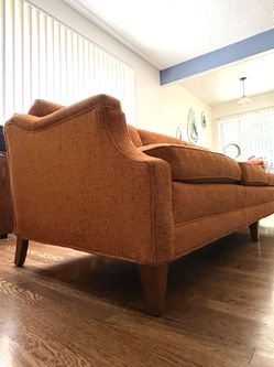 Vintage Mid Century Modern  Warm Burnt Orange 3 Seater Sofa