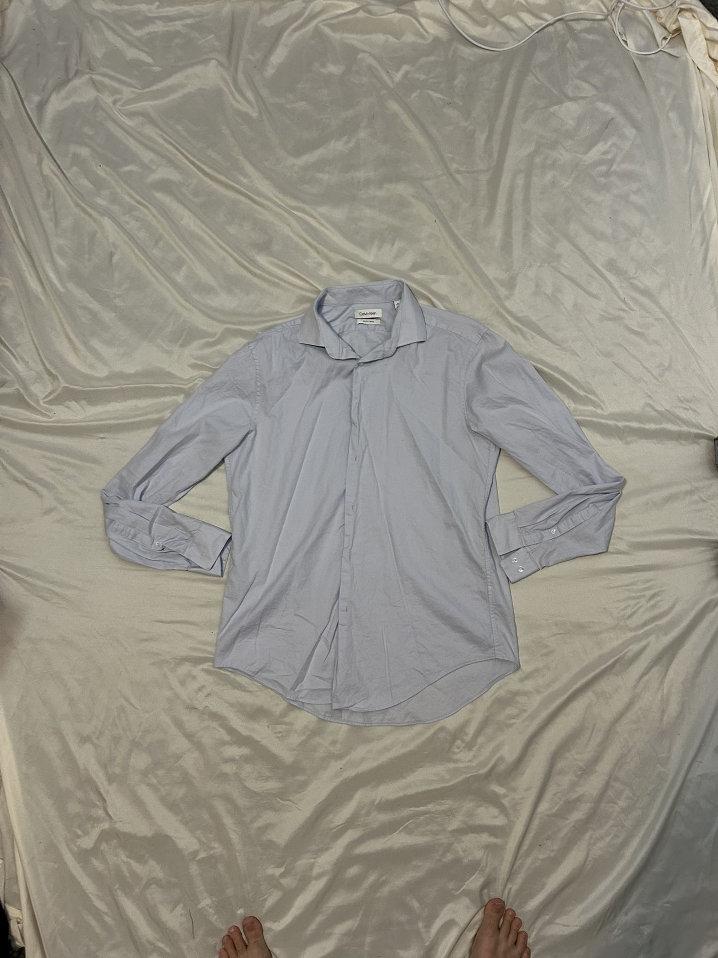 Calvin Klein Men’s Slim Fit Stretch Dress Shirt – Light Blue (16 34/35)