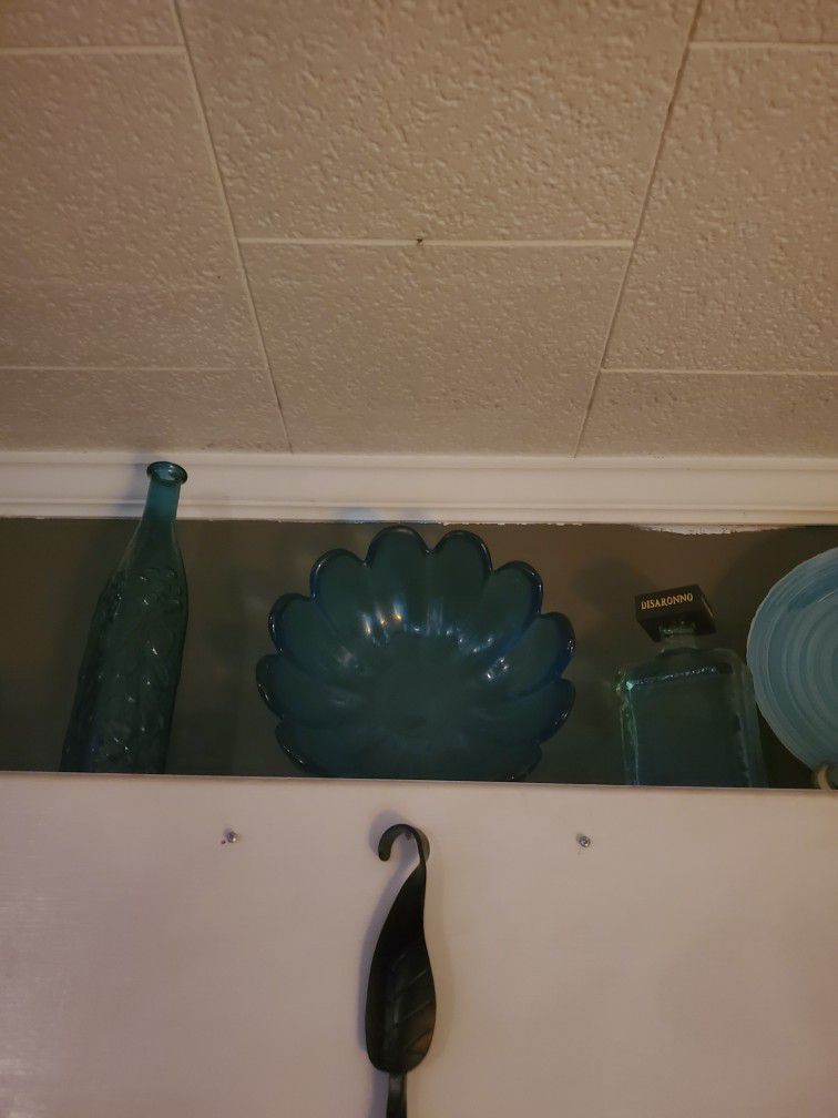 Vintage Bottle And Turquoise Bowl