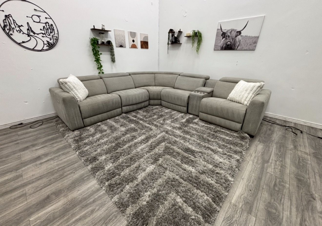 Living Spaces Recliner Sectional Couch - Free Delivery
