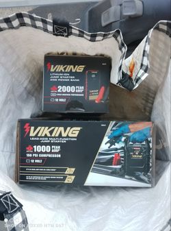 Two jump starters viking brand 2000 peak amp and 1000 peak amp multifunction jump starter