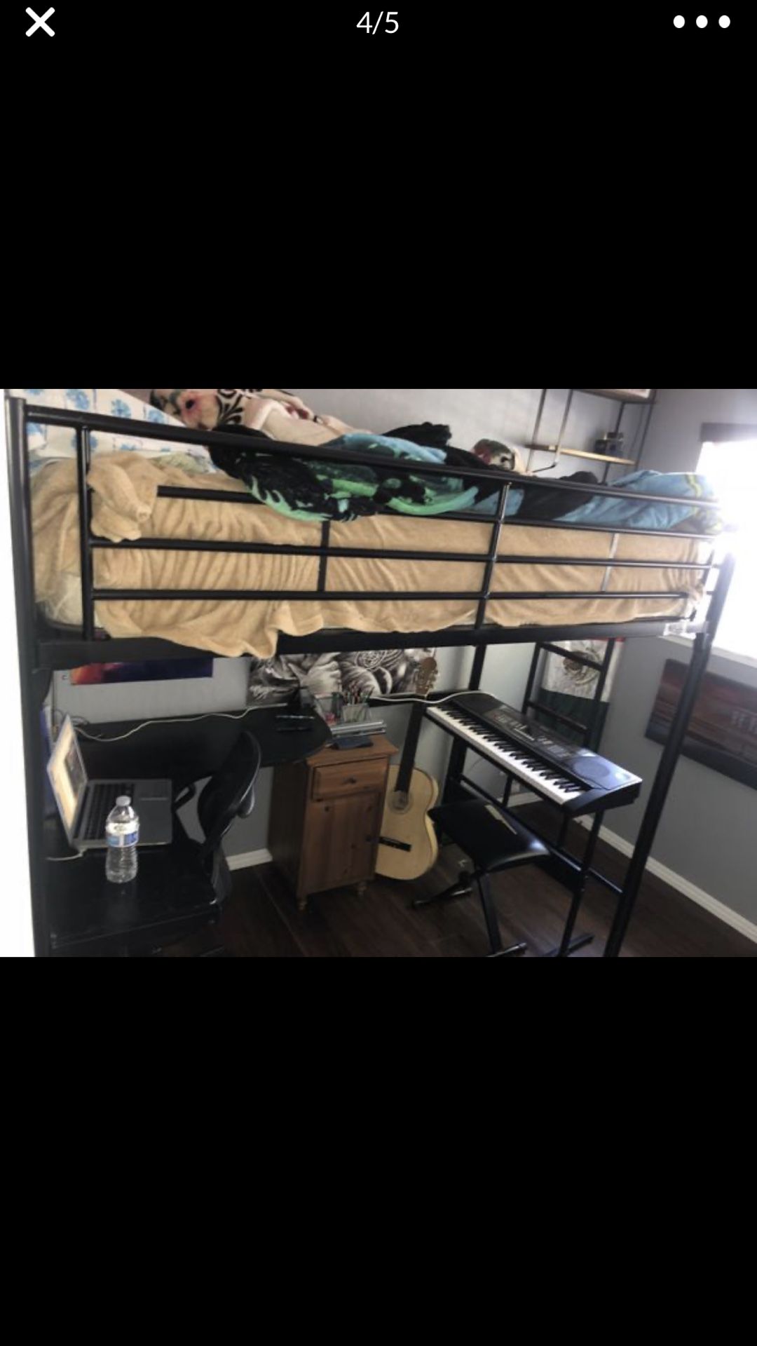 Twin size loft bed with desk