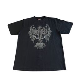 Vintage Y2K Southpole Rhinestone Wings T-Shirt Men’s Large Black Cross Graphic