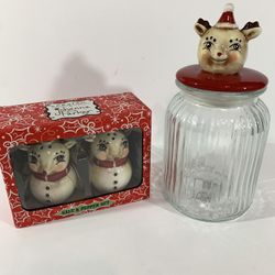 Johanna Parker Reindeer Glass Canister & Salt & Pepper Set