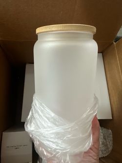 16oz frosted glass tumblers with straw