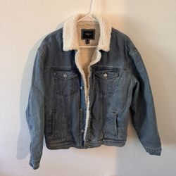 forever 21 sherpa lined denim jacket light blue wash