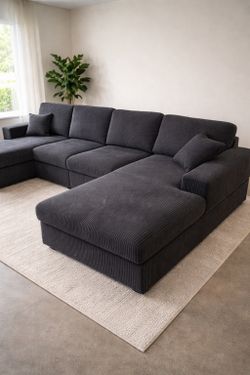 🔥 Ends 7/5! U-Shape Black Sofa Sectional– $500