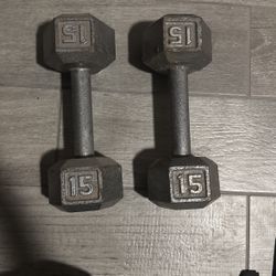 Steel 15 Lbs dumbbells 