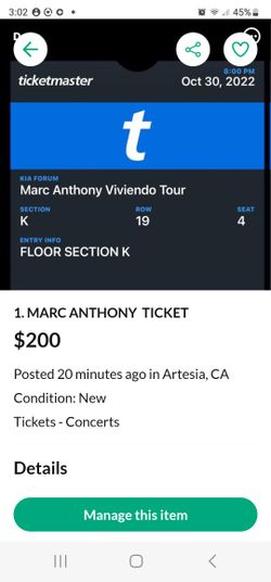 Marc Anthony Tickets For Tonight's Show!!!Price Negotiable 