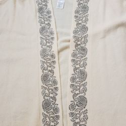 CHICO'S BEIGE OVER SIZED WEST\PONCHO  WITH SILVER BEADS