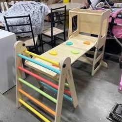 Assembled New Triangle Set 8 in 1 Climbing Toys for Toddlers Foldable Wood Montessori Jungle Gym