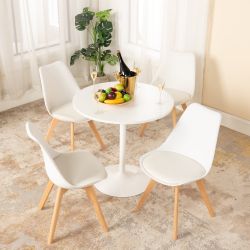 Homy Casa Clift 5PC Scandinavian Dining Set 31.5” White Round Table with 4 Frankfurt White Chairs Open Box