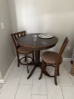Round Pub Table with 2 Bar Chairs