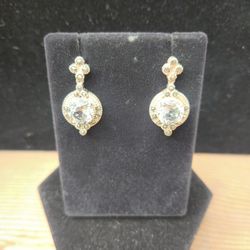 Prasiolite/ Marcasite Earrings 