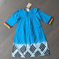 Yo Baby Girls' Cotton Tunic Dress, Blue - 2T