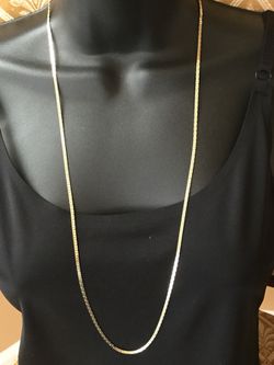 Gold Over STER Silver Long Necklace 30.5”