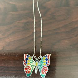 Sterling Silver Butterfly Necklace 