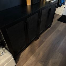 Black Cabinet Rattan Style