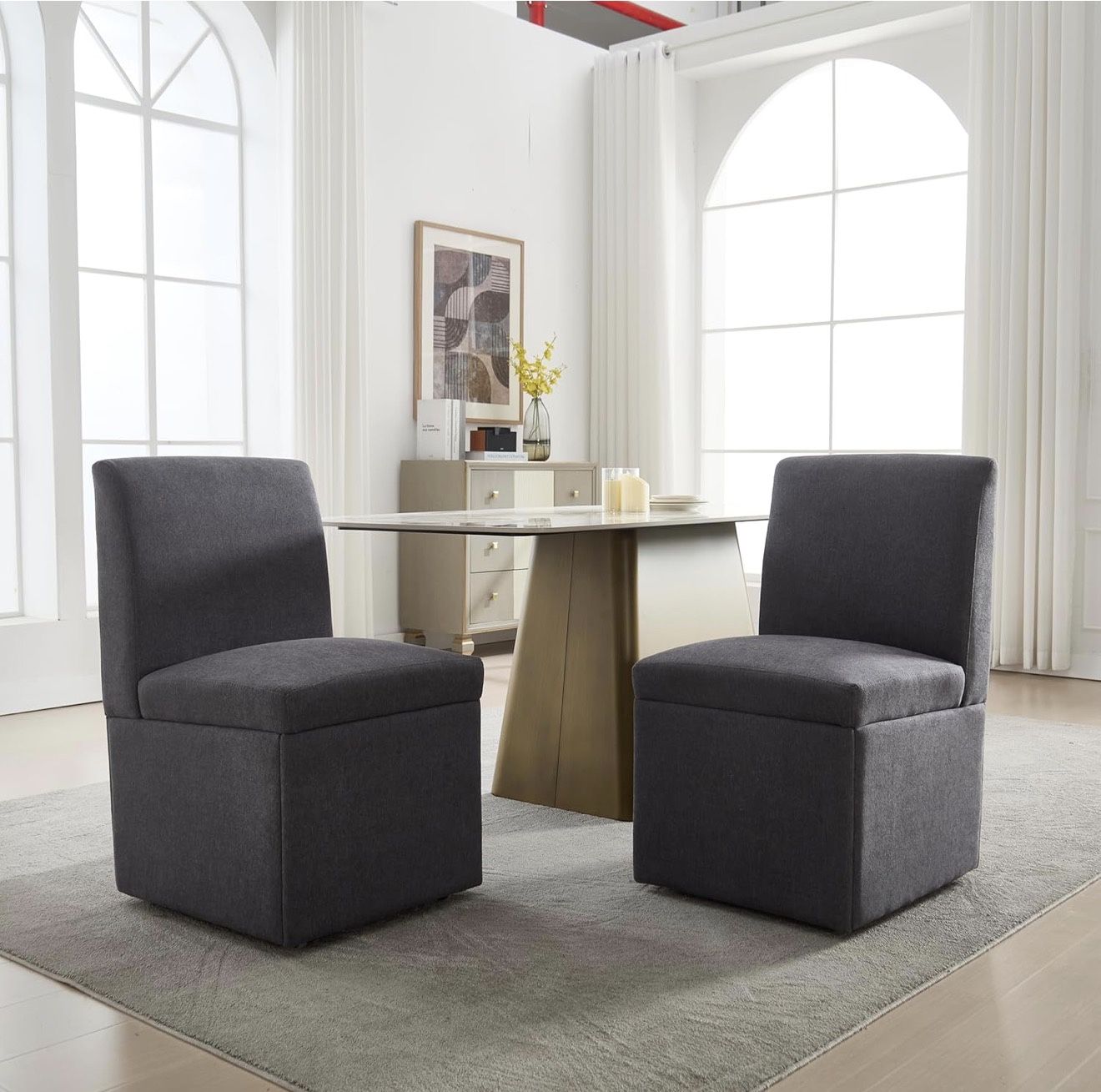 2 Rolling Accent Chairs