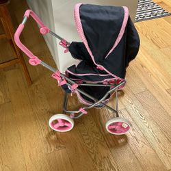 Large Doll Stoller Navy Blue And Pink