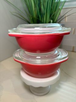 VINTAGE PYREX Flamingo Pink Individual Casserole Dishes Set 8oz C-080 With Lids C-(contact info removed)s MCM Retro Kitchenware