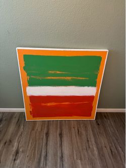 Colorful Vintage 41” X 41” X 1.5” Framed Abstract Local Art Mary Lampros 1978