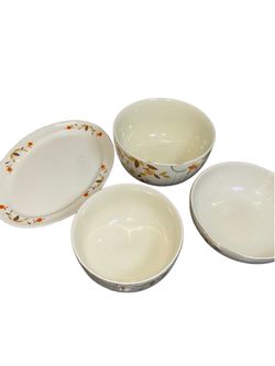 Vintage Hall’s Autumn Leaf Mixing Bowl Set with Oval Serving Platter