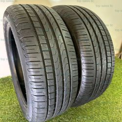 U232  245 45 18  Pirelli Cinturato P7 Run Flat  2 Used Tires 80% Life 