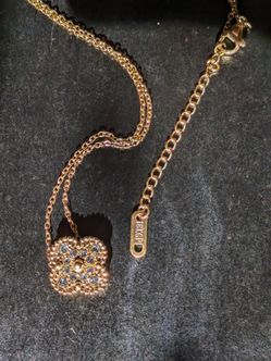 18k Gold Plated Clover Style Necklace Back Stone Reversible With Facets 