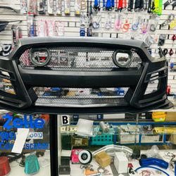 Full Conversion Front Bumper GT500 Style For 15-17 Ford Mustang w/ LED Grille
