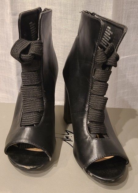 Women's Peep Toe Leather Booties