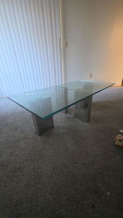Glass Top Coffee Table with Stone Base