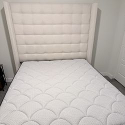 Modern Upholstered Bed Frame + Mattress 