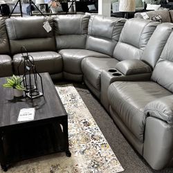$39 Down or $3999 gets this Ashley Dunleith Power Reclining Sectional. Genuine Leather