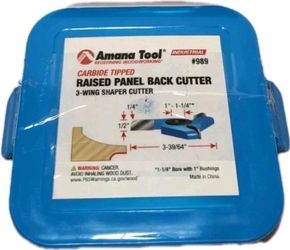 Amana Tool 989 Carbide Tipped 3-Wing Raised Panel Back Cutter with Ball Bearing Rub Coll