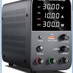 DC Power Supply Variable, Bench Power Supply with Encoder Adjustment Knob, Output Enable/Disable Button, Adjustable Power Supplies with USB Quick-Char