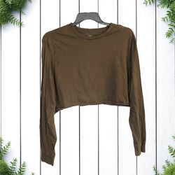 George Cropped Brown Long-Sleeve Tshirt Top Women 2XL (50-52)
