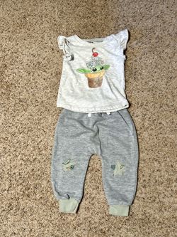 18m Star Wars “Baby Grogu” baby girl shirt and sweatpants set