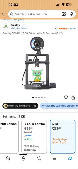 Creality SPARKX i7 KE 3D Printer with AI Camera